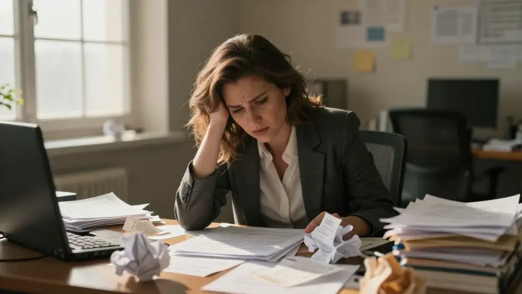 woman going through reciepts - bookkeeping