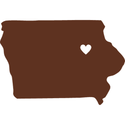 Iowa, with a heart over Waterloo