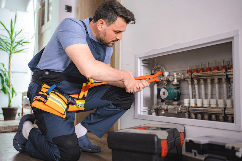 Plumber on the job
