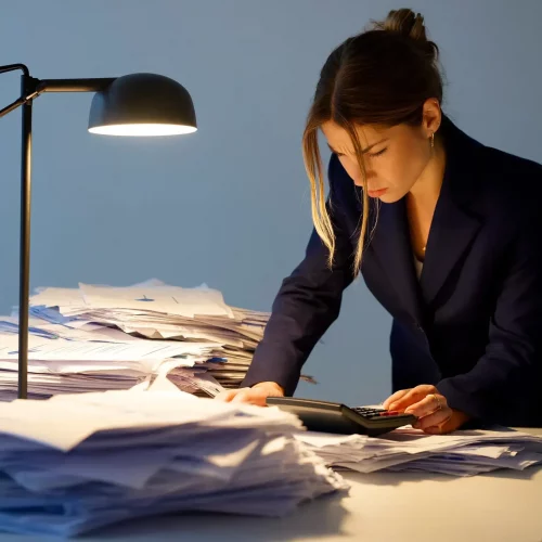 business woman struggling - outsource controller services